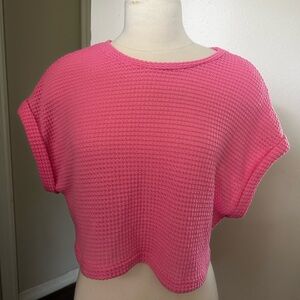 SHEIN Bright Pink Waffle Knit Crop Top